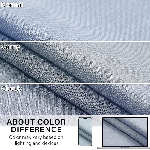 WEST LAKE 90 Inches Length Dusty Blue Pinch Pleated 100 Blackout Curtain Panels with Liners,Linen Textured Drapes for Bedroom Living Room,Energy Efficient Backtab Hooks Window Treatment,40" Wx90 Lx2