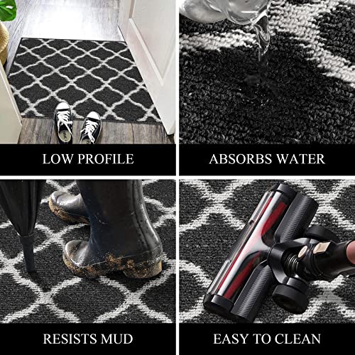SHACOS Large Door Mats 3'x5' Indoor Entrance Front Door Rug, Black