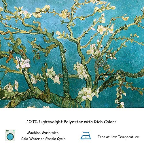 IcosaMro V. Gogh Tapestry Wall Hanging Almond Blossoms Nature Floral Wall Art [Double-Folded Hems] Rustic Wall Home Decor for Bedroom, Dorm, College, Living Room, 60x82.7 Inches, Green