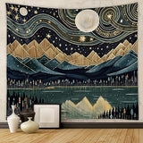 Tapzen Mountain Forest Tapestry - Boho Landscape Moon Stars Wall Hanging for Bedroom, Living Room, Classroom, Dorm (40 x 30 inches)