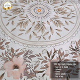 Orange Bohemian Tapestry Wall Hanging, Mandala Floral Medallion Hippie Tapestry with Light Brown Aesthetic Wreath Design, Cream Wall Decor Blanket for Bedroom Home Dorm