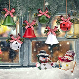 WILLBOND 6 Pieces Christmas Bell Ornaments 2026 Xmas Tree Hanging Decorations Large Size Bells with Star Cutouts Anniversary Bells with Holly Berry for Crafts Holiday Party Favors(Red, White)