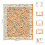 8x10 Area Rugs, Machine Washable Low Pile Floral Rugs for Living Room, Bedroom, Large Boho Area Rug with Non-Slip Backing for Dining Room(Orange Floral)
