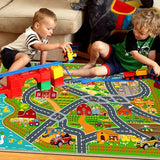 Car Road Rug for Kids Room Farm Play Mat Rugs for Kids Toy and Cars, Educational Area Kid Carpet for Bedroom Playroom Nursery, Non-Slip Activity Floor Playmat Road Traffic Track Carpet 31"x37"