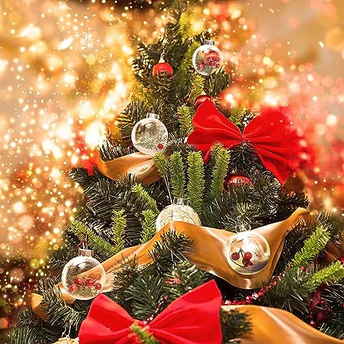 Neioaas Clear Plastic Ball Decor - Set of 12 DIY Christmas Decorative Balls,2.36in DIY Clear Plastic Fillable Balls Ornament for Christmas,Halloween,Birthday,Wedding Decor, Crafts Decorations (60MM)