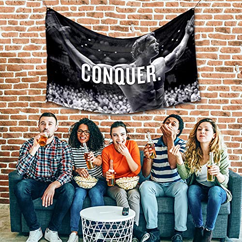 Probsin Conquer Flag 3x5 Ft Gym Motivation Funny Fitness Poster Cool Man Cave Wall Decor for College Dorm Room Decoration,Bedroom,Outdoor,Parties,Gift,Indoor,Ceiling,Garage