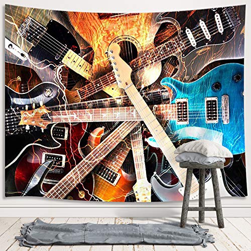 DYNH Music Tapestry, Guitar Musical Tapestry Wall Hanging for Bedroom, Instrument Rock Style Lover Tapestry Home Decor (60" W X 40" H)