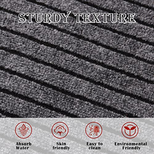 AYOHA Runner Rug 2' x 6' Indoor/Outdoor Carpet for Hallway Kitchen Entryway Patio Lobby Garage Deck Area Rugs with Natural Non-Slip Rubber Backing, Gray/Black Strip (Available for Custom Sizes)
