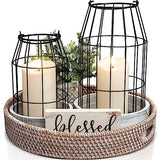 Rustic Farmhouse Lantern Decor Set of 2 - Stylish Decorative Lanterns