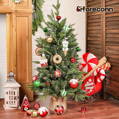 SHareconn 86pcs Christmas Tree Balls Ornaments, Shatterproof Plastic Decorative Baubles for Christmas Tree Decorations, Holiday Wedding Party Decoration, Festive Ornaments, Red Green White