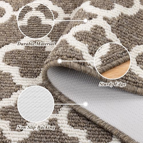 Runner Rug for Hallway 2×10feet Non Slip Kitchen Runners, Brown