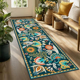 Joydeco Egypt Floral Boho 2x8 Washable Hallway Kitchen Runner Rug Non Slip