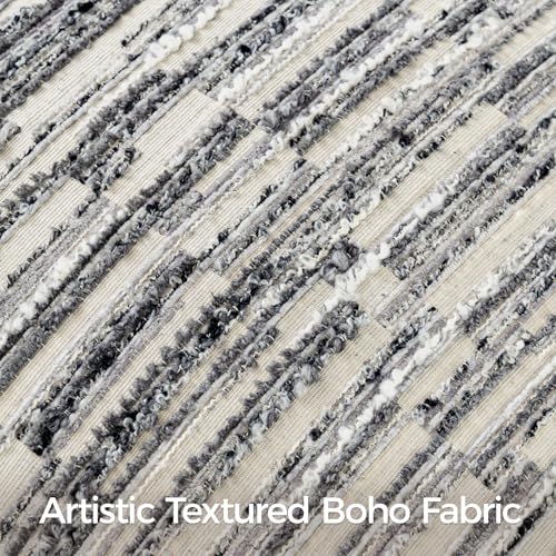 Boho Striped Decorative Throw Pillow Covers 22"X22" Set of 2,Gray White