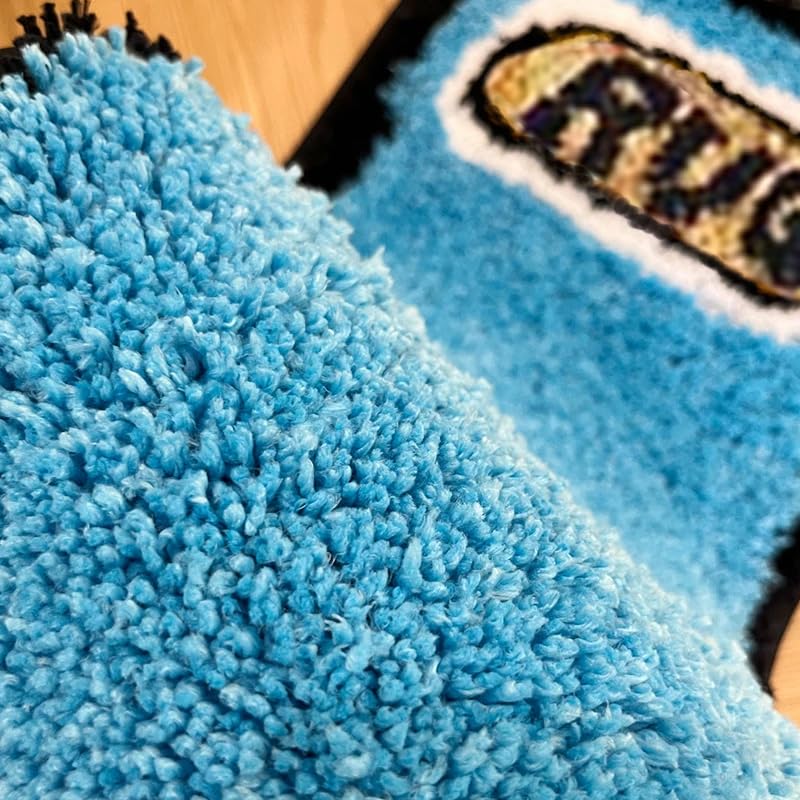 LAKEA Lighter Tufted Rug Art Rug for Bedroom Living Room Retro Rainbow Fluffy Anti-Slip Bath Bathroom Nonslip Mat Home Decor (Blue, 31.5X9.4 Inch)
