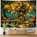 Kanuyee Enchanted Life Tree Forest Tapestry, Luminous Fairy Tale Wall Hanging for Room Decor, Dreamy Nature Home Decor 80L x 60W
