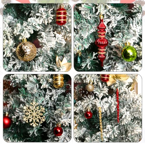 Christmas Tree Ornaments 78 Pack Christmas Tree Decorations Red and Green Gold Christmas Ball Shatterproof Hanging Tree Ornament Set Assorted Set with Hooks