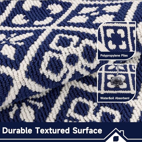 Indoor Door Mat 2x3ft, Absorbent Muddy Mats for Dogs, Low-Profile Entrance Welcome Mat with Non-Slip Rubber Backing, Washable Runner Carpet for Hallway,Entryway,Kitchen(Navy)