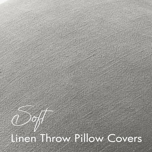 EMEMA Decorative Linen Throw Pillow Covers 18x18 Inch Light Grey