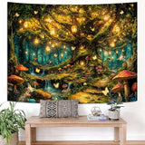 Kanuyee Enchanted Life Tree Forest Tapestry, Luminous Fairy Tale Wall Hanging for Room Decor, Dreamy Nature Home Decor 80L x 60W