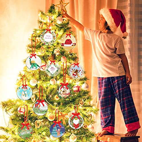 Cludoo 4 Inch Acrylic Ornaments Blanks, 30pcs Clear Round Acrylic Ornament Blanks, Acrylic Circle Disc Ornament Blanks with Hole for Vinyl, Christmas Decor, Engraving, Painting, and DIY Crafting