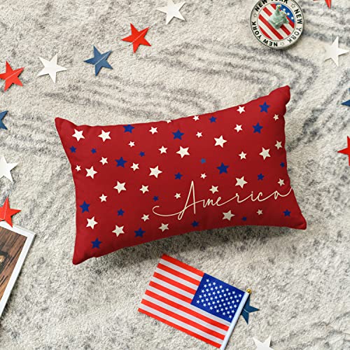 AVOIN colorlife 4th of July Patriotic Throw Pillow Cover, 12 x 20 Inch Independence Memorial Day America Stars Cushion Case for Sofa Couch