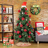 N&T NIETING Christmas Tree Skirt, 30 Inch Rustic Burlap Tree Skirt with Red Truck and Letter Printed Christmas Tree Mat for Xmas Holiday Party Decoration