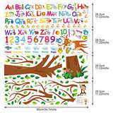 Pajean 4 Sheets Alphabet & Number Wall Decals for Kids Numbers Learning Children Educational Wall Decals ABC Weather Tree Stickers Animal Stickers for Bedroom Classroom Playroom Decor