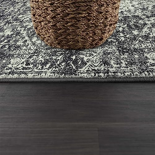 Boho Black 2x6 Runner Rug for Hallway, Washable Kitchen Runner Rug Non Slip Bathroom Runner, Vintage Medallion Non-Shedding Soft Carpet for Kitchen Bedroom Entryway