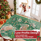 Christmas Rug 2x5 Runner Rug Non-Slip Washable Rugs for Entryway,Xmas Green