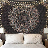 Black Mandala Tapestry Wall Hanging Psychedelic Wall Tapestry Aesthetic Indian Hippie Decor Bohemian Art Boho Home Decoration for Bedroom,Living Room,Dorm