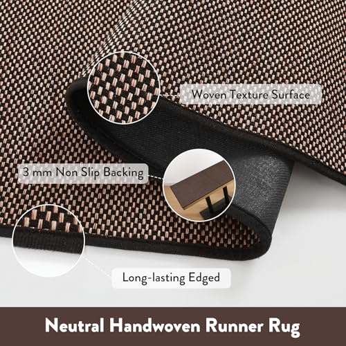 Lahome Farmhouse Hallway Runner Rug, 2x5 Washable Rugs for Entryway Black