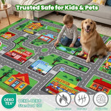 Kids Rug Car Carpet 78.7"x59", Car Rug for Kids Room Playroom Bedroom, Non-Slip Town City Road Map Rugs, Track Car Mat for Kids Boys Girls (78.7X59Inch,Green)