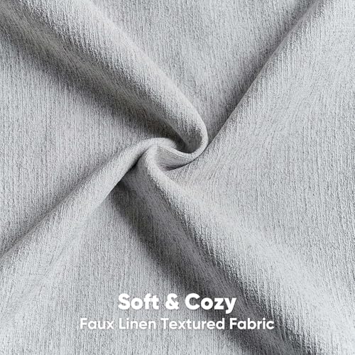 Pack of 2 Faux Linen Throw Pillow Covers 18x18 Inch,Light Grey