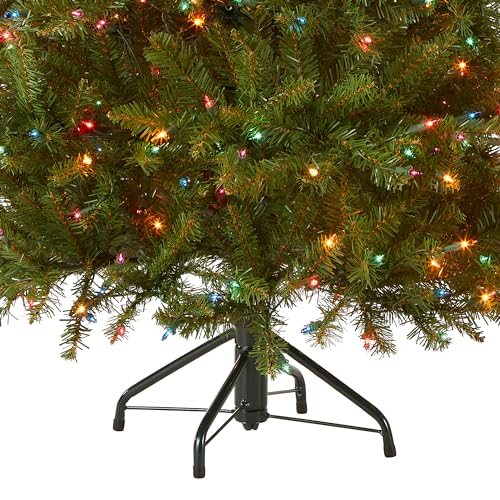 National Tree Company 4.5 ft Pre-Lit Dunhill Fir Artificial Christmas Tree, 450 Multicolor Lights, 763 Tips, Includes Stand, Green