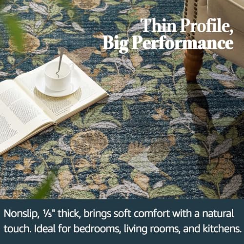 jinchan 8x10 Floral Vintage Washable Large Living Room Area Rug, Blue/Green