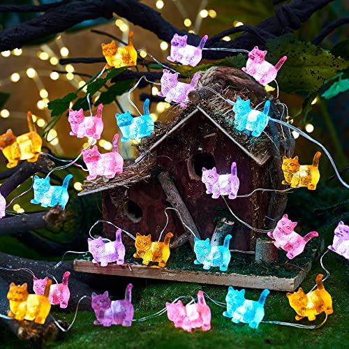 Cat Décor Cute Indoor String Light Fairy Lights Plug in Decorative Lights 10ft 30LED Battery Operated or USB for Bedroom Kids Tent Camping Christmas Tree Ornaments