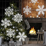 MIAHART 12 inches Large White Snowflakes Ornaments 6 Pack Big Plastic Glitter Snowflake Ornaments for Christmas Tree Winter Indoor Outdoor Window Giant Craft Hanging Snowflakes Decorations