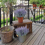 GTIDEA 4pcs Artificial Flowers Fake Lavender Faux Purple Flocked Plastic Flowers Plants for Home Wedding Kitchen Garden Patio Window Box Office Table Centerpieces Indoor Outdoor Décor