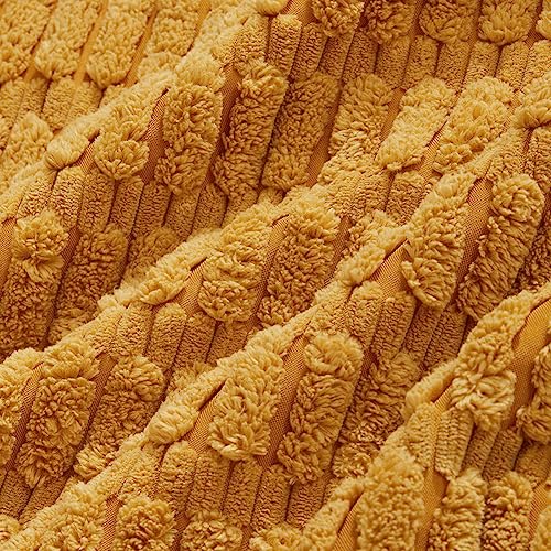 Fancy Homi Decorative Throw Pillow Covers for Bed Couch Bedroom Bench, Soft Lumbar Corduroy Solid Pillow Case, Rustic Farmhouse Boho Room Décor, 20" x 12" (Pack of 1), Mustard Yellow