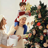 Christmas Tree Topper Star Lighted with Rotating Snowflake LED Projector, Gold Star 3D Glittered Christmas Xmas Tree Decorations Projector Angle Adjustable