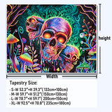 Amonercvita Blacklight Skull Tapestry Trippy Skeleton Wall Tapestries UV Reactive Neon Plants Trees Tapestries Aesthetic Galaxy Space Tapestry Wall Hanging for Bedroom Decor(W51.2×H59.1 inches)