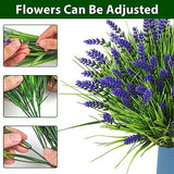 20 Bundles Artificial Plants Outdoor, UV Resistant Fake Flowers， Realistic Faux Lavender Shrubs for Porch Garden Window Box Home Decoration (Purple)