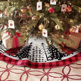 Christmas Tree Skirt 48 Inch, Red and Black Buffalo Plaid Xmas Tree Skirt, Winter Christmas Tree Mat for Home Party Holiday Indoor Outdoor Decorations