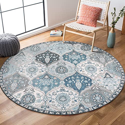 Lahome Moroccan Washable Round Rug, Soft Vintage Small Round Rug 3ft