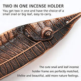 Accmor Incense Holder Set, Leaf and Snail Incense Burner, Incense Ash Catcher, Incense Sticks Holder for Counters, Meditation Room, Yoga, Home, Office, Red Copper