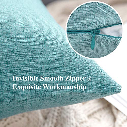 MIULEE Pack of 2 Decorative Outdoor Solid Waterproof Pillow Covers Turquoise Bundle Set of 2 Pillow Inserts 18x18