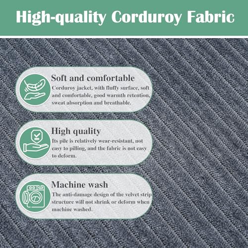 Rectangular Pouf Ottoman, Stuffed Floor Pouf with Foam Chunk Filling, Soft Coral Fleece Furry Foot Rest Stool, Multi-Use Ottoman for Living Room, Wide Stripe Boho Decor, Dark Grey