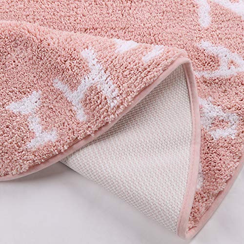 Lahome ABC Pink Round Rug for Girls Bedroom - 3ft Washable Small Classroom Rug Non Slip Alphabet Rug, Circle Nursery Rug for Kids Room, Cute Furry Plush Shaggy Crawling Play Mat for Children Toddlers