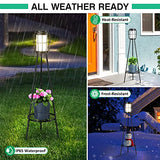 2 Pack Solar Lights with Plant Stand, Outdoor Floor Lamps, Waterproof Solar Powered Floor Lamps for Patio Deck Porch Yard Garden Decor