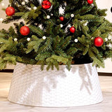 HarcoHome Christmas Tree Collar, 28.4" D Round Base Cover, Plastic Rattan Collar, Tree Ring for Artificial Trees, Tree Skirt for Artificial Xmas Tree Decorations (Extra Large, White)